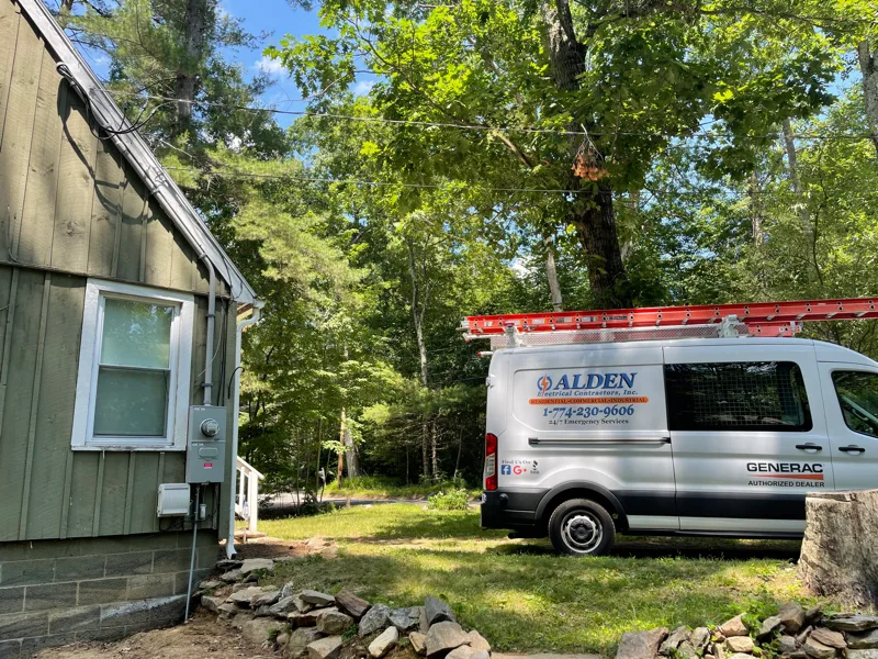Alden Electrical service van on site for a residential project